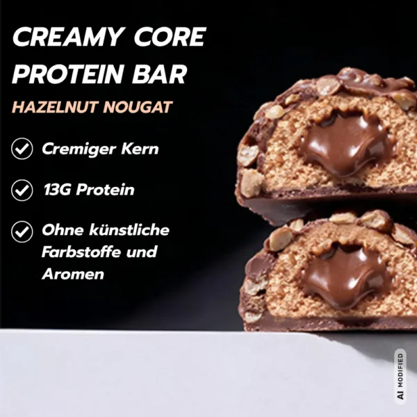 MaxiNutrition Creamy Core Protein Bar Hazelnut Nougat – Produktvorteile: cremiger Kern, 13 g Protein, ohne künstliche Zusätze