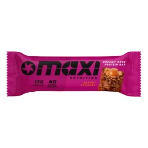 MaxiNutrition Creamy Core Protein Bar Peanut Caramel – verpackter Proteinriegel in der Sorte Erdnuss-Karamell