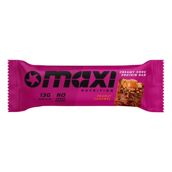 MaxiNutrition Creamy Core Protein Bar Peanut Caramel – verpackter Proteinriegel in der Sorte Erdnuss-Karamell