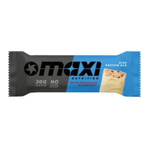 MaxiNutrition Classic Protein Bar White Chocolate Raspberry 40g – verpackter Proteinriegel in der Sorte White Chocolate Raspberry