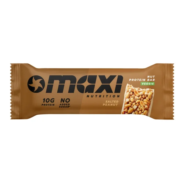 MaxiNutrition Protein Nut Bar Salted Peanut 46g – verpackter Nussriegel mit gesalzenen Erdnüssen