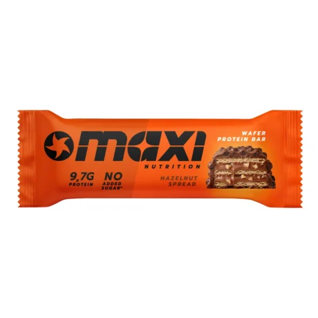 MaxiNutrition Protein Waffle Bar Hazelnut Spread 39g – verpackter Waffelriegel mit Haselnusscreme