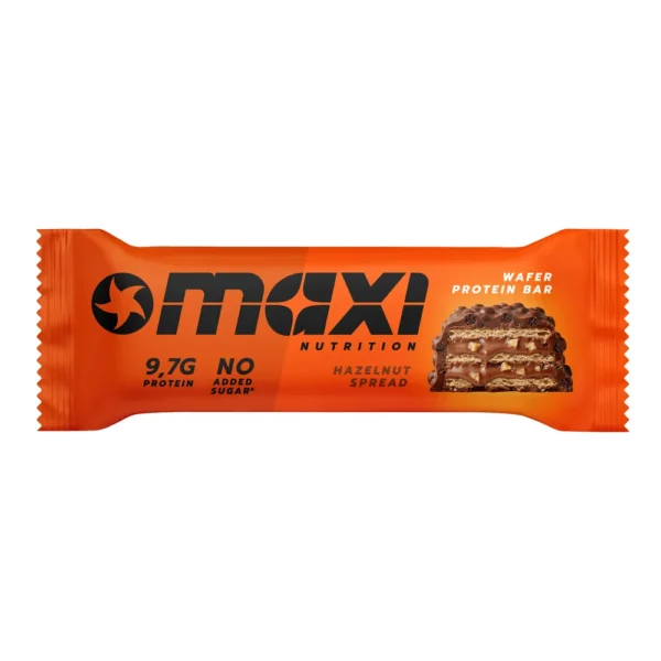 MaxiNutrition Protein Waffle Bar Hazelnut Spread 39g – verpackter Waffelriegel mit Haselnusscreme