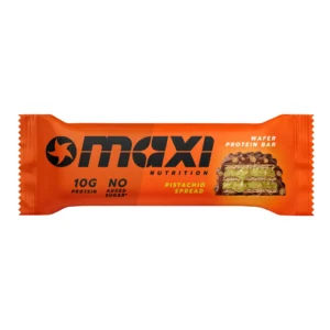 MaxiNutrition Protein Waffle Bar Pistachio Spread 39g – verpackter Waffelriegel mit Pistaziencreme