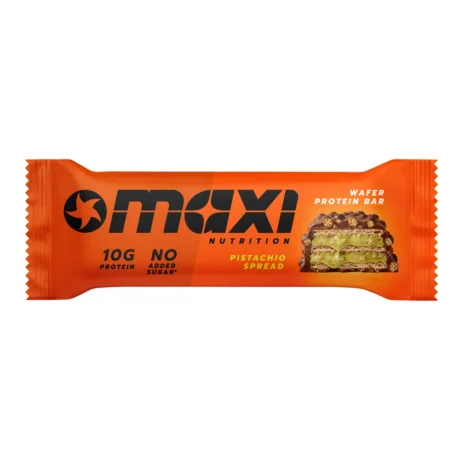 MaxiNutrition Protein Waffle Bar Pistachio Spread 39g – verpackter Waffelriegel mit Pistaziencreme